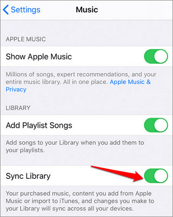 enable icloud music library