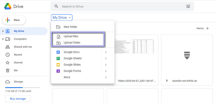 Upload videos to Google Drive