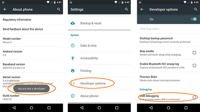 oneplus 2 usb debugging model