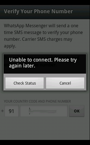can't connect whatsapp