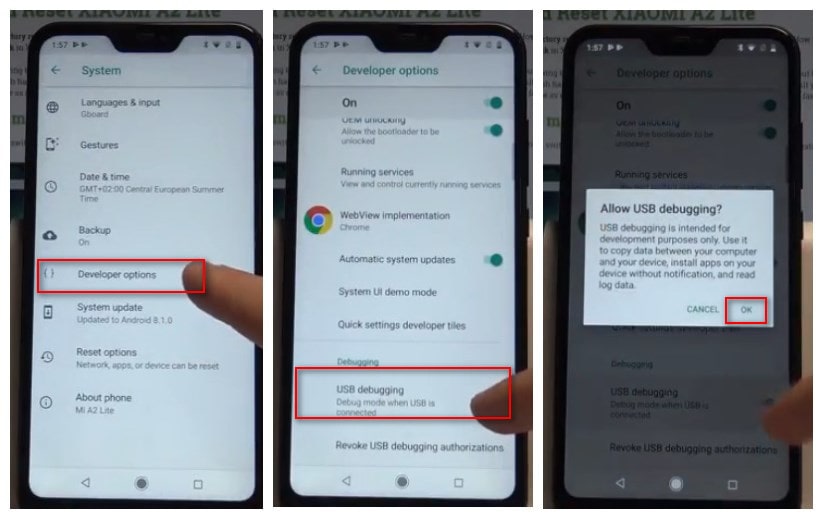 enable debugging mode on Xiaomi Mi A2