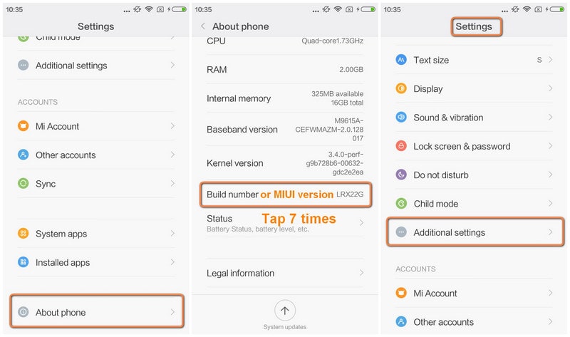 enable debugging mode on xiaomi mi5/4/3