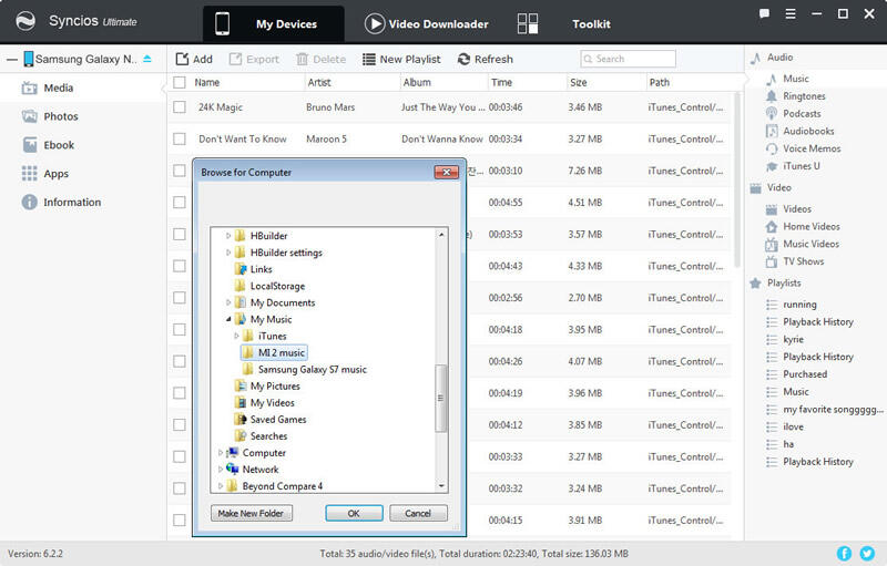 restore Samsung Galaxy S25 with syncios