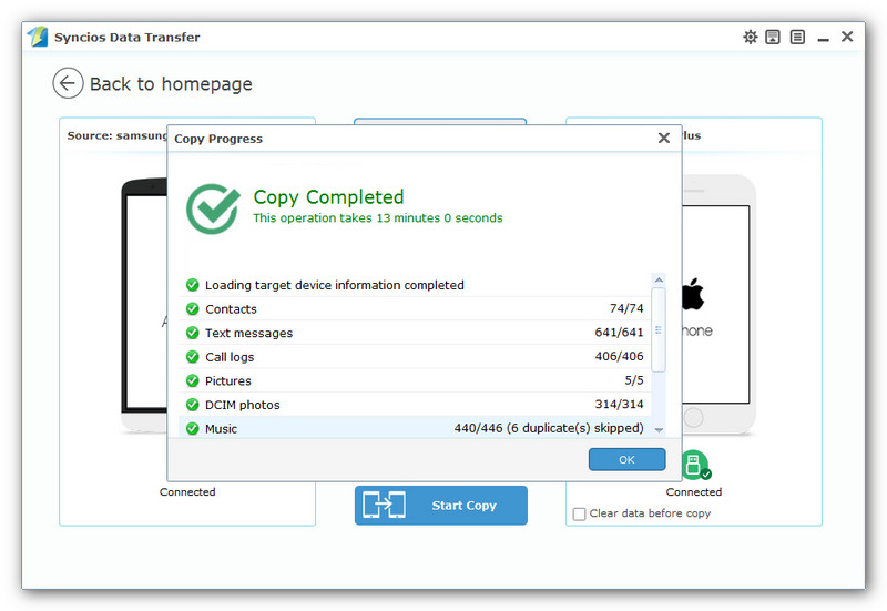 Syncios android to iOS Transfer