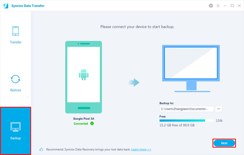 backup google pixel 3a photos to photos step 1