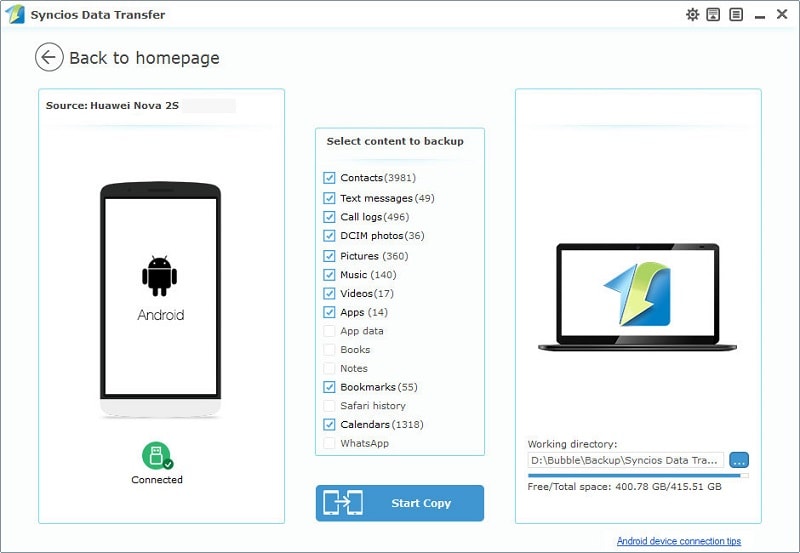 save Huawei Nova 2S data to PC