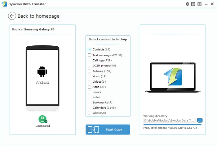 backup samsung contacts to PC