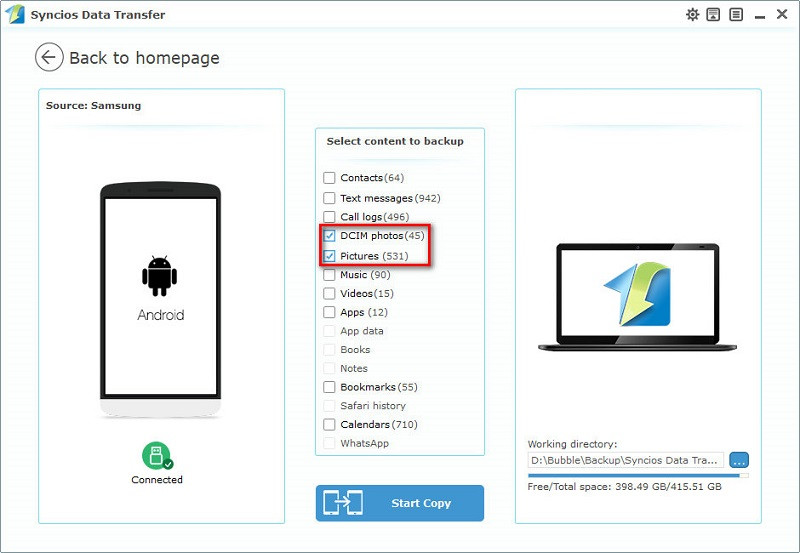 backup Samsung Galaxy S25 photos and pictures to computer 