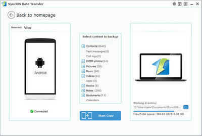 choose data to backup to pc from OPPO F1