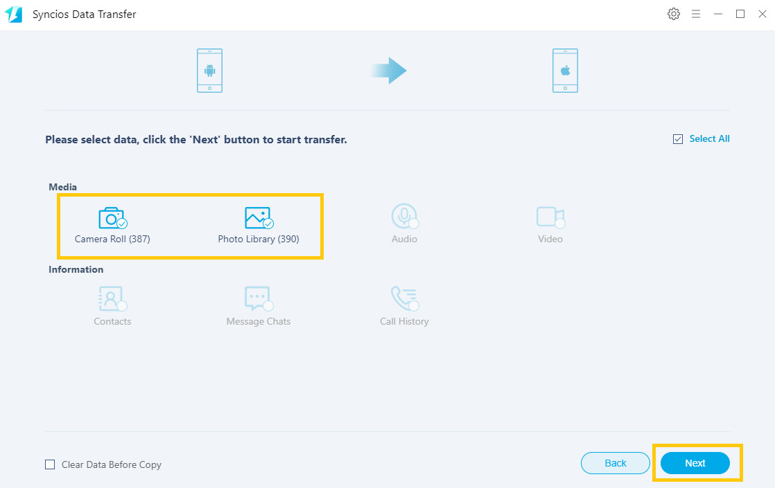 transfer photos between android and iphone