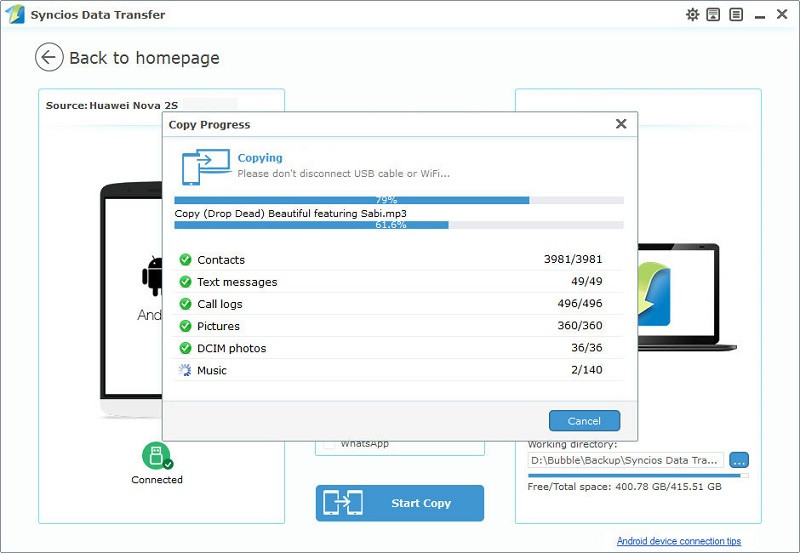 backing up Huawei Nova 2S to PC