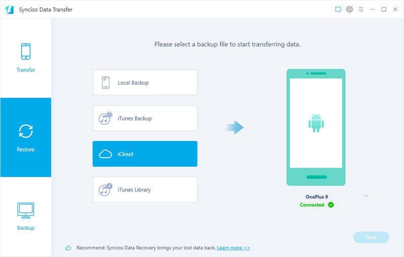 download icloud data to OnePlus 13