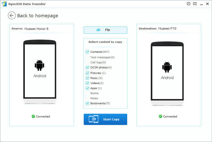 huawei honor to huawei p10 transfer step2