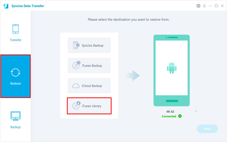 restore itunes music music and playlist to mi a2
