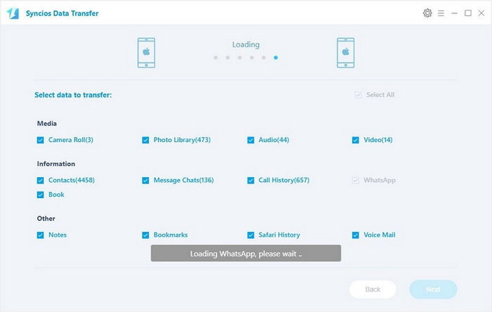 choose data to transfer from iphone to iPhone X 