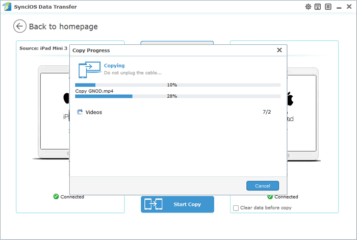 Transfer data from old ipad to new iPad mini 4