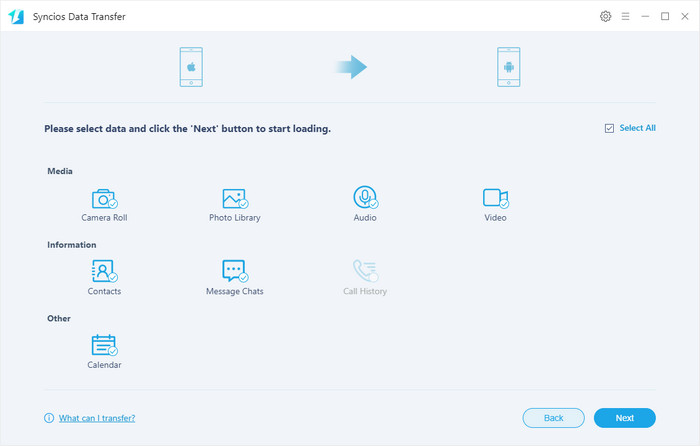 select data to transfer
