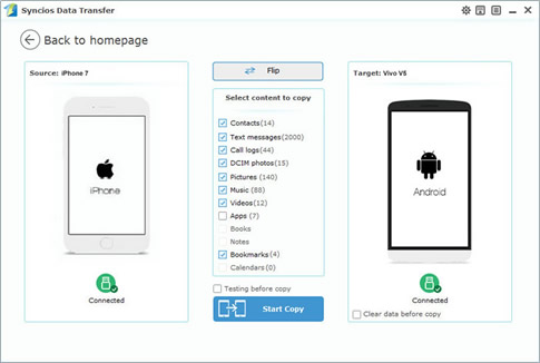 iphone to vivo v5 transfer step 1