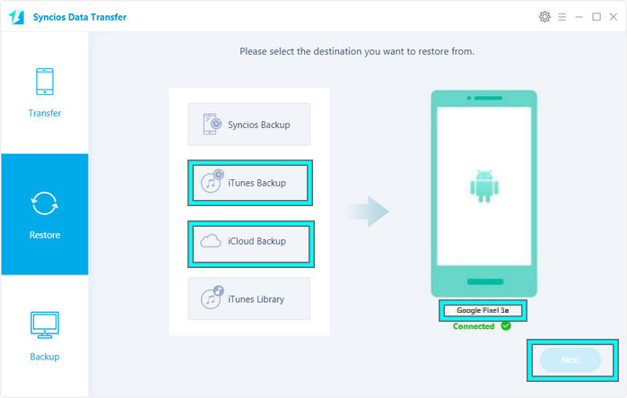 select files to transfer to google pixel 3a