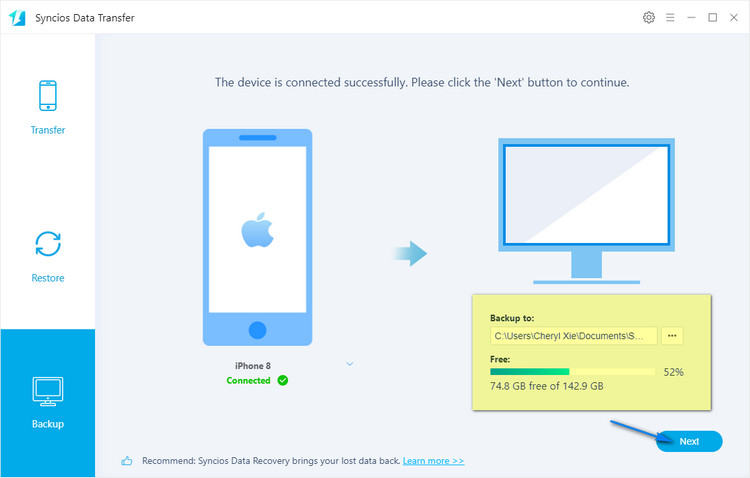 backup iPhone data to pc