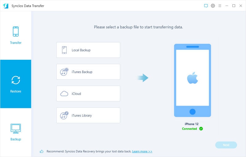 restore backup to iPhone 16
