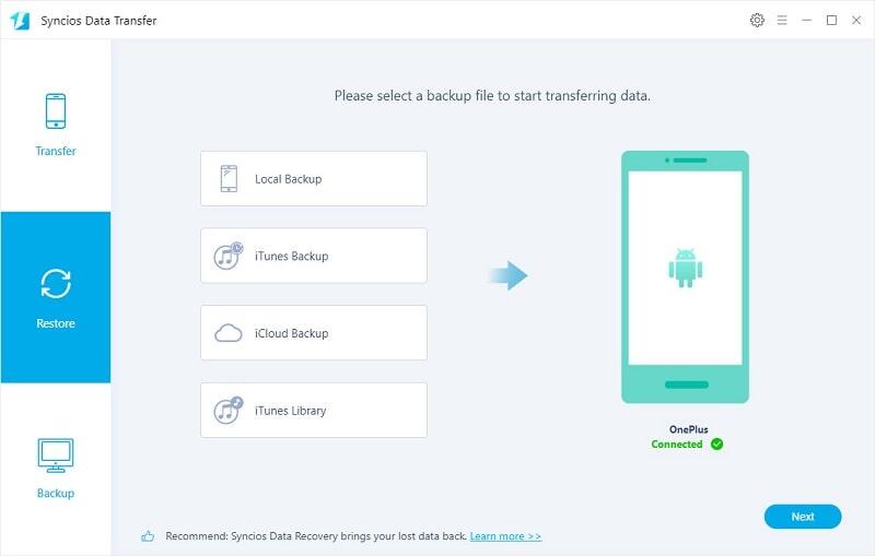 restore iTunes backup file to OnePlus 13