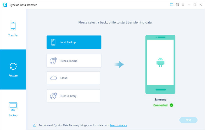 restore backup to Samsung Galaxy S10