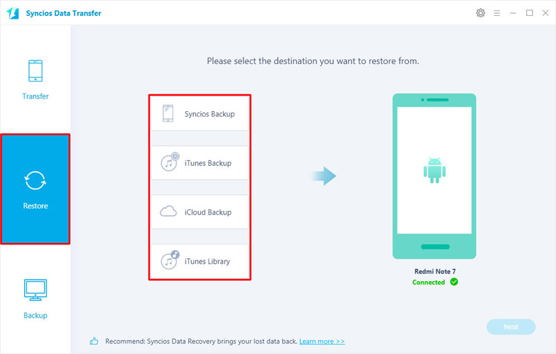 restore data to Xiaomi Redmi Note 14 in 4 mode