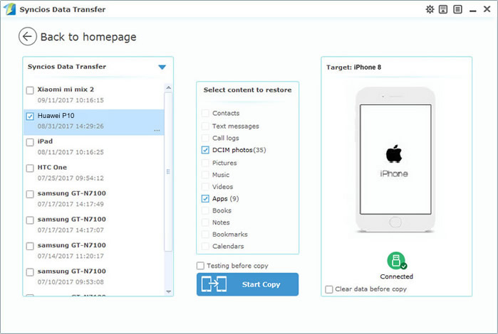 restore huawei to iPhone 8