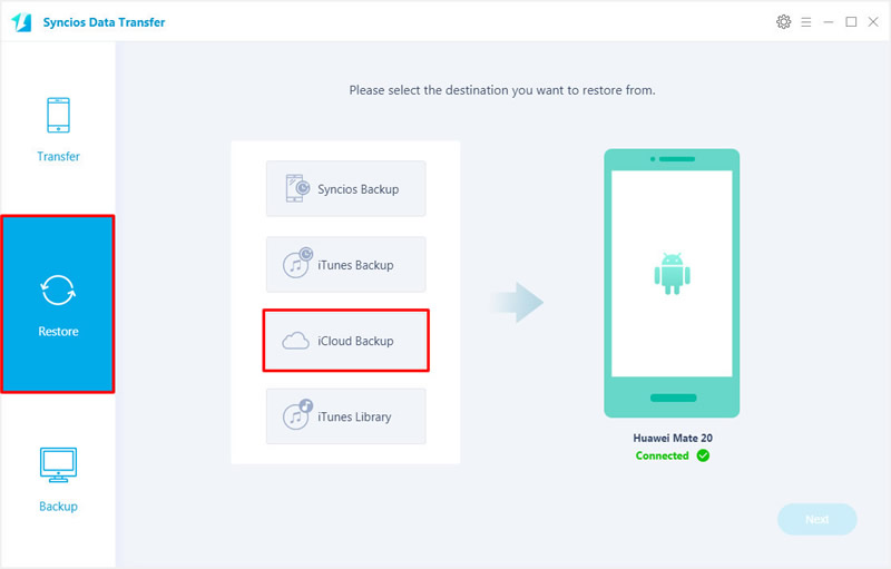 transfer icloud data to Huawei Mate 70 step 1