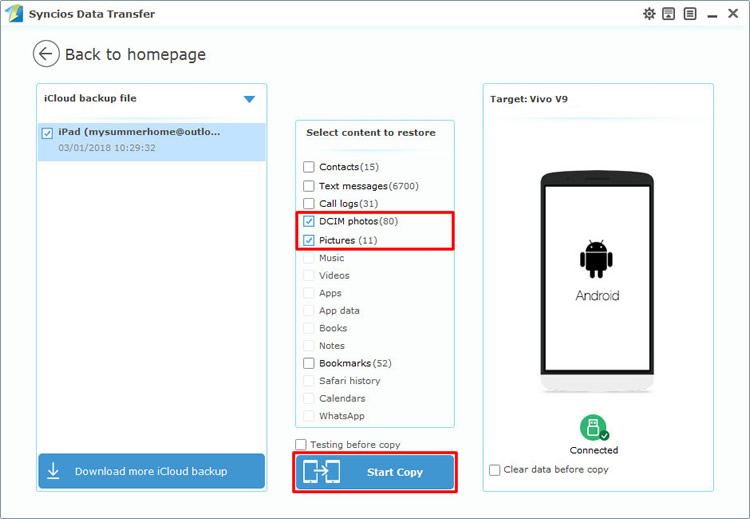 transfer icloud photos to Vivo X200 Ultra