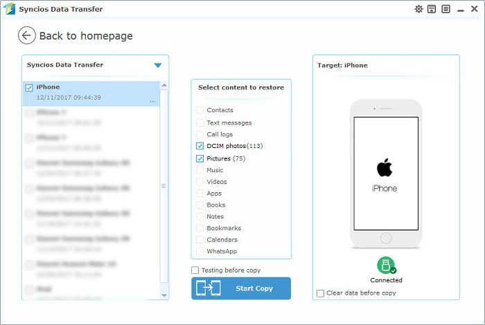 restore iPhone 16/16 Plus photos from computer with one-click