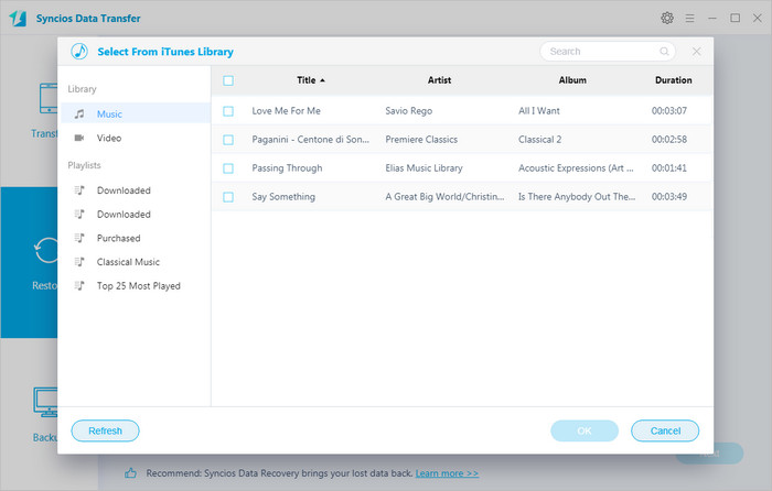 import music from iTunes Library to Realme