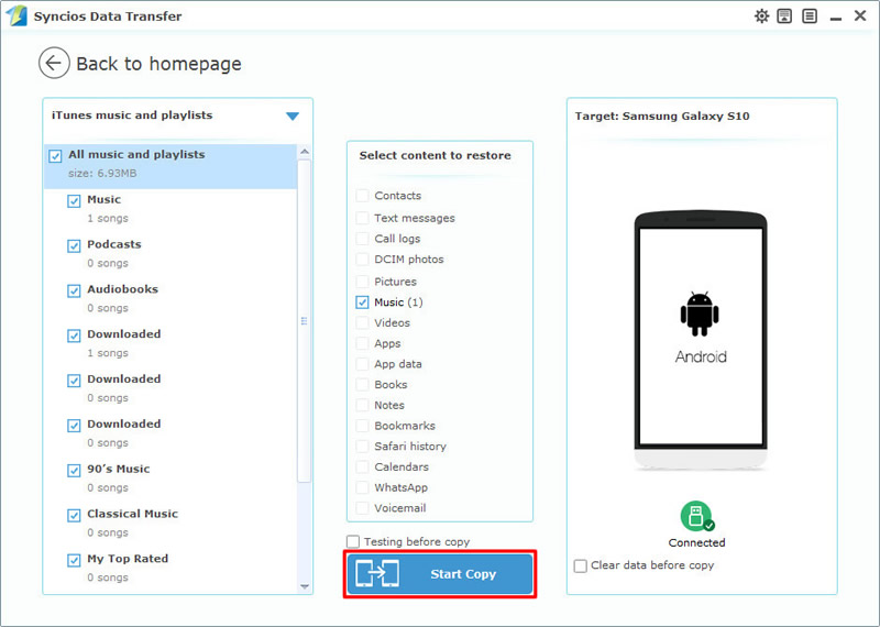 restore itunes playlists to Samsung Galaxy S25
