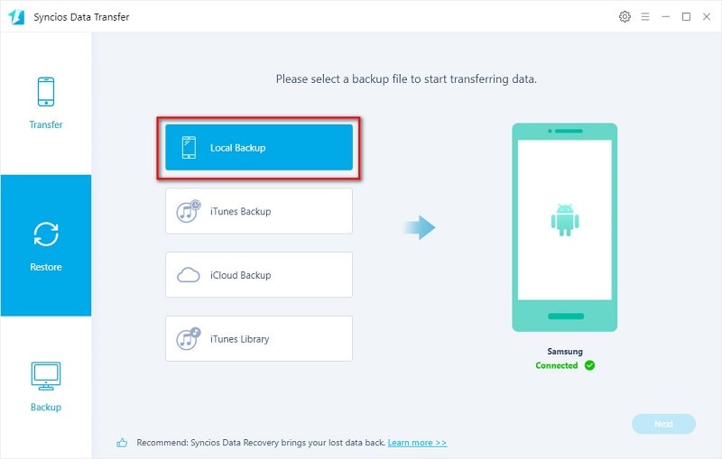 restore backup to Samsung Galaxy S25
