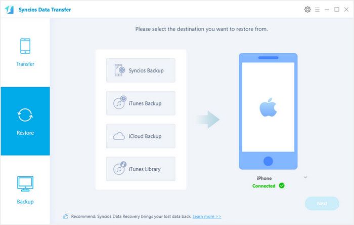 restore backup data to iPhone