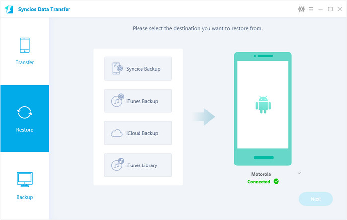 restore moto g5 with syncios data transfer