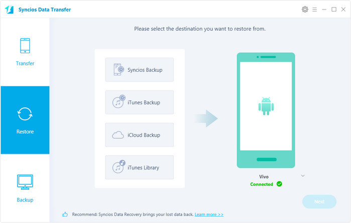 restore vivo v5 with syncios data transfer