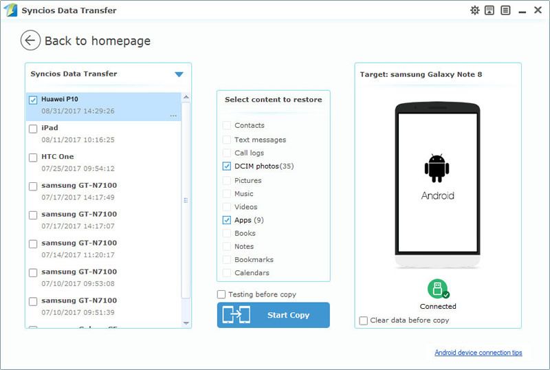 restore huawei backups to samsung galaxy note 8