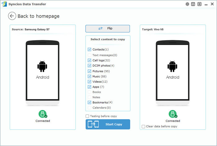 samsung to vivo v5 transfer step1