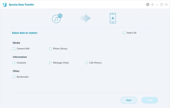 select contents from iTunes backup file to Samsung Galaxy S25