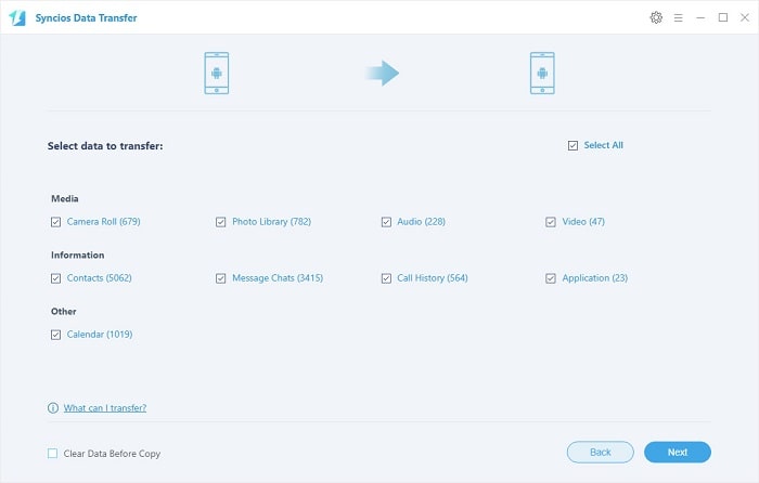 select files to transfer