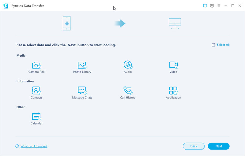 select files to backup