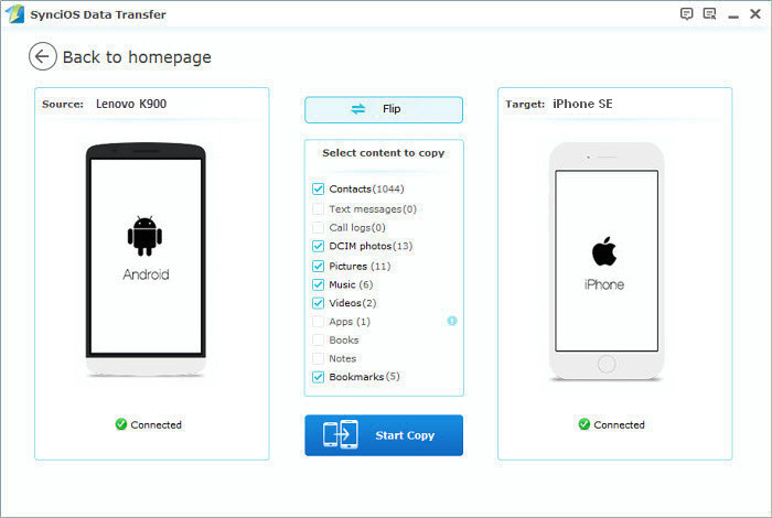 transfer android data to iphone se