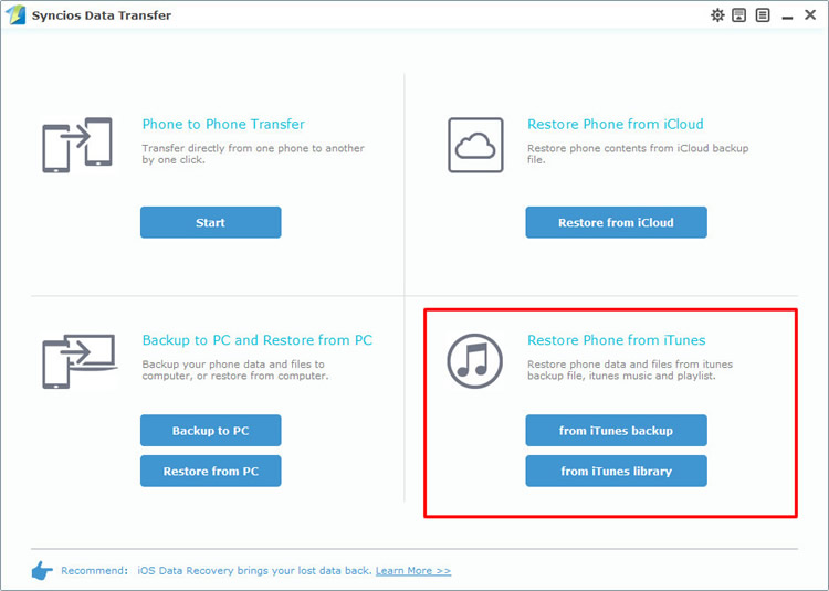 select restore phone from iTunes