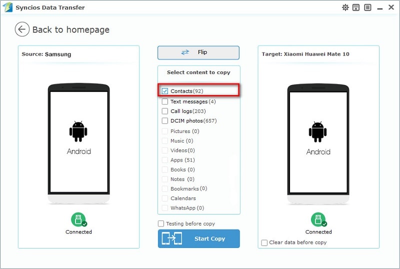 transfer contacts from Samsung to Huawei Mate 10/10Pro