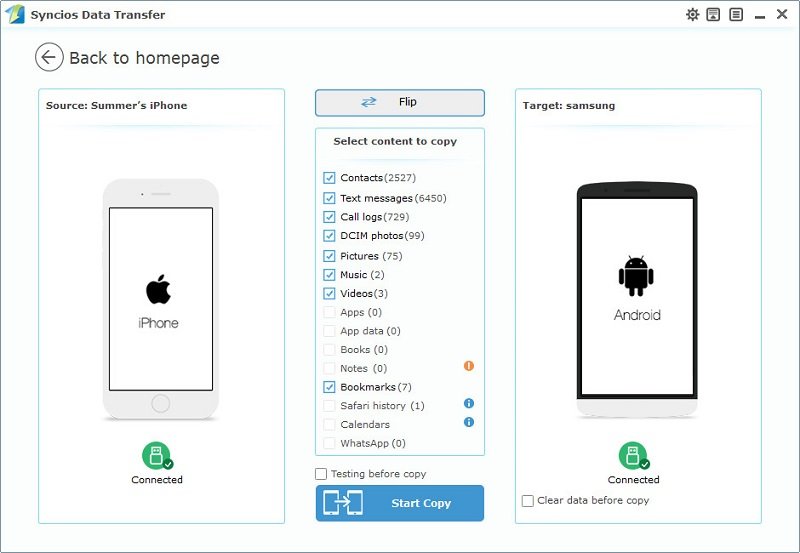 transfer iPhone to Samsung Galaxy S10