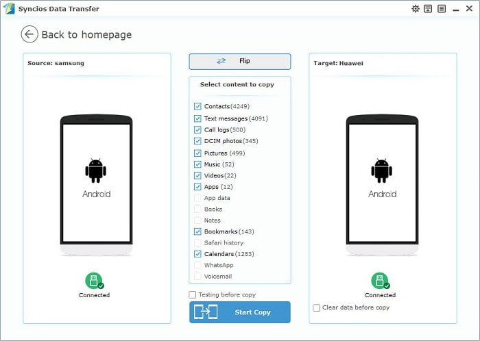 Select ole phone data to Huawei Mate 20 Pro