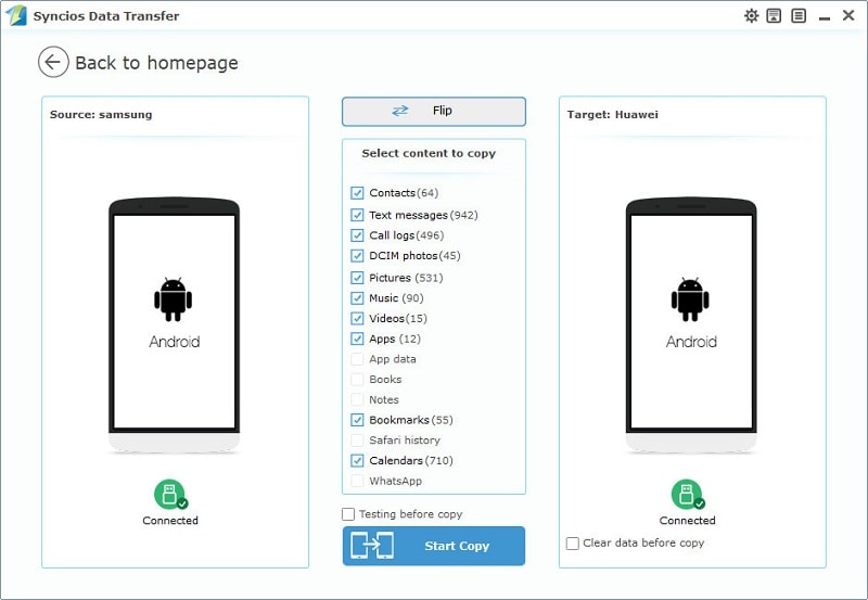 sync Android or iPhone data  to Huawei Honor Power