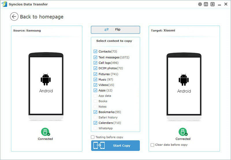 sync Samsung data to Xiaomi Mi 8 SE